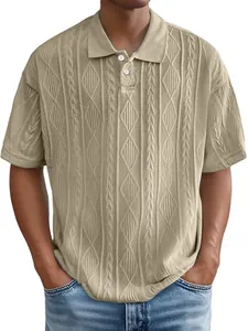 Atmungsaktives Herren Polo-Shirt mit Vintage-Strukturmuster und lockerer Passform