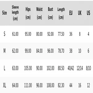 Detailed size chart for women's long sleeve plush jumpsuit in cm and regional sizes
