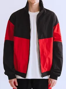 Chaqueta Cortavientos Casual para Hombre Bloque de Color Ligera Cuello Alto Deporte al Aire Libre Cremallera Top Patchwork para Otoño Primavera