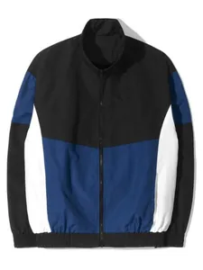 Chaqueta cortavientos para hombre con diseño color-block y cuello alto con cremallera