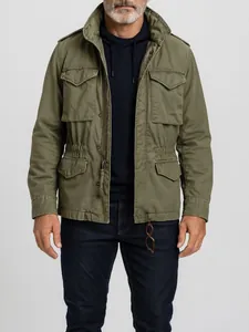 Men Retro M65 Field Jacket Multi Pocket Polyester Long Sleeve Top Casual Workwear Utility Cargo Jacket Outdoor Coat For Men