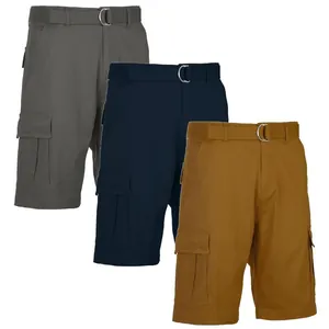 Men's quick-dry cargo shorts with multi-pockets and belts in three colors.