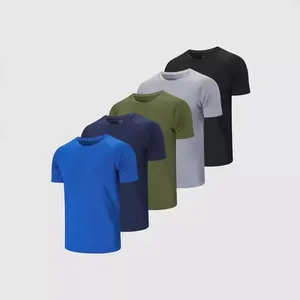Set of five men's breathable solid color sport short sleeve T-shirts in various colors
