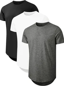 Set of 3 men's crew neck short sleeve T-shirts in black white and heather grey