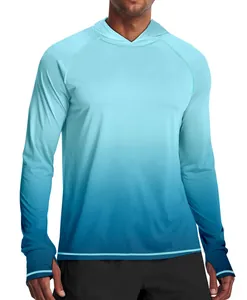 Sweat à capuche de pêche protection solaire manches longues pour homme, dégradé bleu