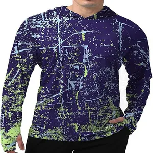 Détail du sweat à capuche de pêche pour hommes avec motif abstrait violet séchant vite