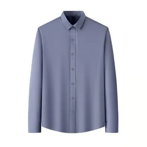 Vorderansicht eines langärmeligen hellblauen Business-Hemdes mit klassischem Kragendesign