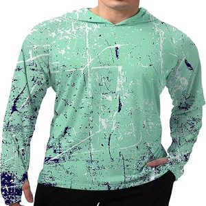 Vue détaillée d'un sweat à capuche de pêche respirant avec motif imprimé marbré