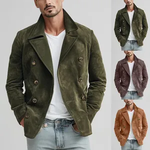 Giacche casual vintage da uomo in finto camoscio nei colori verde, viola e marrone