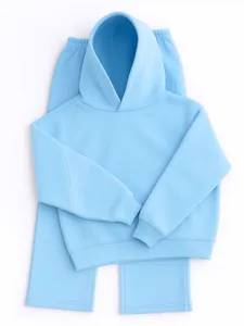 Conjunto de dos piezas de sudadera con capucha y pantalón azul claro para otoño invierno
