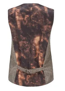 Vista posteriore dettagliata del gilet vintage da uomo con motivo invecchiato