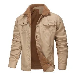 Giacca invernale da uomo in cotone kaki foderata in pile per l'outdoor casual