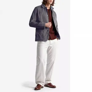 Giacca in velluto a coste grigio minimalista da uomo abbigliamento casual primaverile