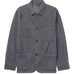 Giacca casual in velluto a coste grigio antracite con tasche applicate