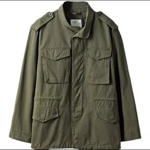 Veste de campagne classique pour homme de style militaire en tissu de coton robuste