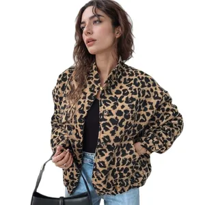 Stylische Damenjacke mit Leopardenmuster im Retro-Stil, lockere Passform für herbstliche Mode