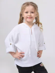 Kids Linen Cotton Hoodie T-Shirt Long Sleeve Solid Color Sun Protection Shirt Thin Hooded Top For Boys Girls Casual Beach Wear