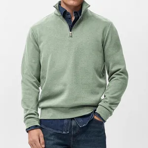 Herren Mode Halber Reißverschluss Sweatshirt Einfarbig Stehkragen Langarm Pullover Lässig Urban Sportbekleidung Herren Top Baumwollmischung