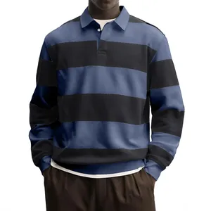 Lässiges gestreiftes Polo-Sweatshirt für Herren im klassischen Color-Block-Design