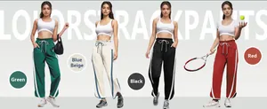 High-waisted Y2K style drawstring track pants with side stripes in four colors