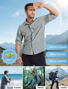 Camisa de senderismo de secado rápido para hombre con protección solar UPF50+ y uso multiescena