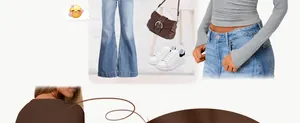 Detailed view of a slim-fit ribbed knit long-sleeved top for women in gray and brown