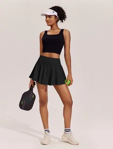 Professionele geplooide tennisrok met hoge taille en zakken voor dames sportkleding