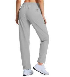 Detailansicht der grauen, leichten Schnelltrocknungs-Wanderhose für Damen mit Taschen