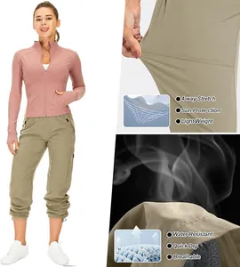 Details der schnelltrocknenden Outdoor-Wanderhose für Damen mit 4-Wege-Stretch-Gewebe.