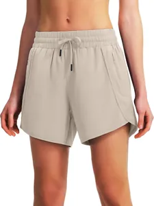 Lightweight women's 5 inch quick dry athletic running shorts with side zipper pockets
