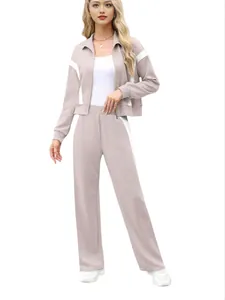 Exklusives zweiteiliges Freizeit-Trainingsanzug-Set für Damen mit Strickjacke und Hose