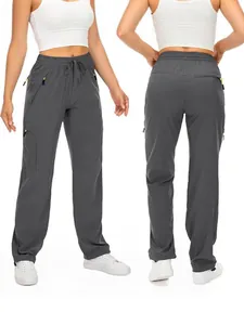 Damen Leichtgewicht Dunkelgraue Schnelltrocknende Outdoor-Wanderhose mit Funktionstaschen