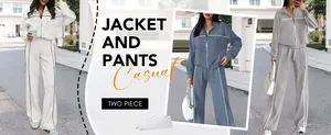 Collage montrant l'ensemble de survêtement veste et pantalon pour femme en blanc, bleu, gris