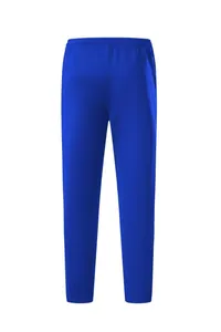 Back view of solid royal blue straight-leg sports sweatpants for fitness and running sessions