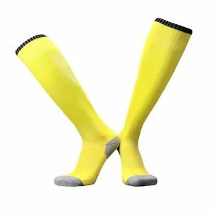 High-performance yellow soccer socks with thickened towel bottom and cushioned sole