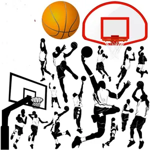 Basketball Grafik mit Spieler Silhouetten und Körben für Trikotdruck