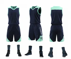 Ansichten des königsblauen Basketball-Uniform-Sets aus schnelltrocknendem Gewebe