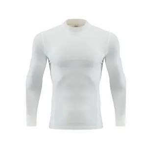 Weißes Langarm-Schnelltrocknendes Kompressionsshirt für Herren, Fitness und Training