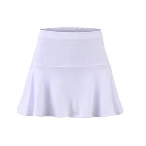 Detailed view of a white quick-dry athletic tennis skort with pleated skirt design