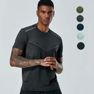 Hoge stretch sneldrogend heren sport T-shirt voor fitness en hardlopen, grijs