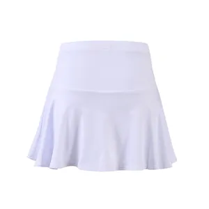 Detailed front view of a white pleated athletic tennis skort with quick-dry fabric