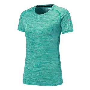 Breathable teal heather quick-dry sports t-shirt for women running yoga and gym fitness