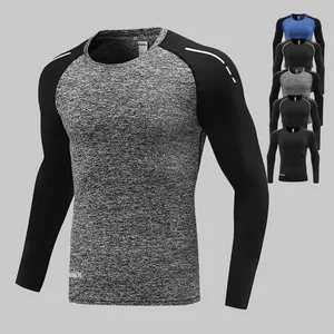 Maglia a compressione a maniche lunghe da uomo a rapida asciugatura per sport e palestra