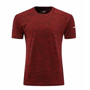 Breathable quick-dry sports t-shirt for men in heather red for running and gym workouts.