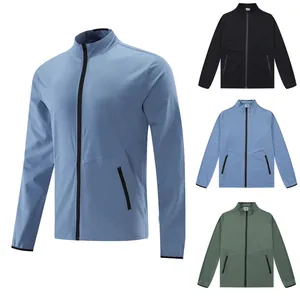 Chaqueta Deportiva para Hombre Cuello Alto Ligera Transpirable Cremallera Completa Exterior Correr Entrenamiento Cortavientos Top
