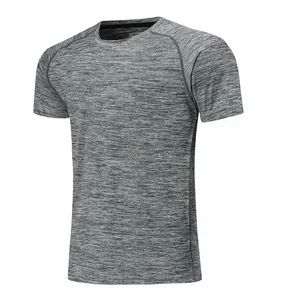 Men's premium grey marl quick-dry athletic short sleeve T-shirt for running and fitness training