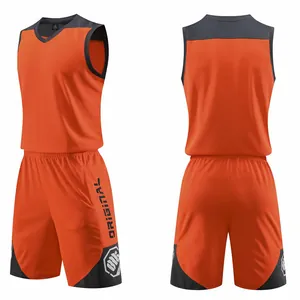 Atmungsaktives Basketball-Trikot-Set in Orange für Kinder und Erwachsene, schnelltrocknend