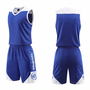 Professionelles blau-weißes Basketball-Uniform-Set für das Training, schnelltrocknend