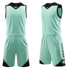 Basketball-Trikot-Set in Minzgrün, atmungsaktives schnelltrocknendes Gewebe