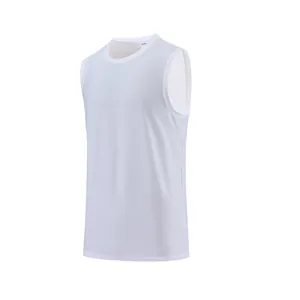 Close-up of white breathable mesh fabric on men's quick-dry sports training tank top